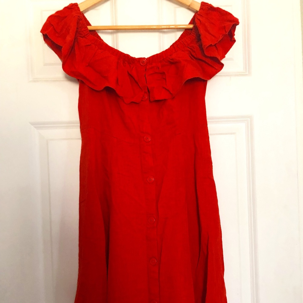 Forever 21 Off the Shoulder Linen MIDI Dress